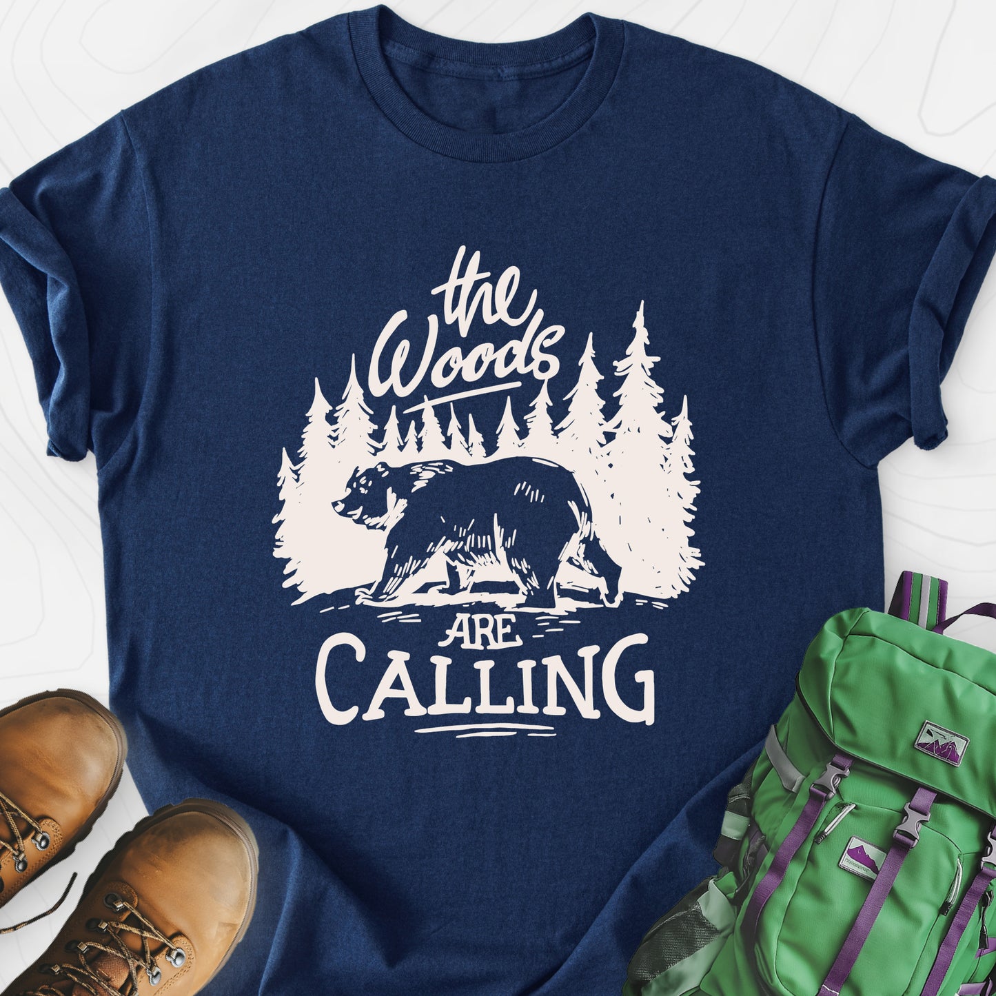 The Woods T-Shirt Navy front print lightweight T-shirt