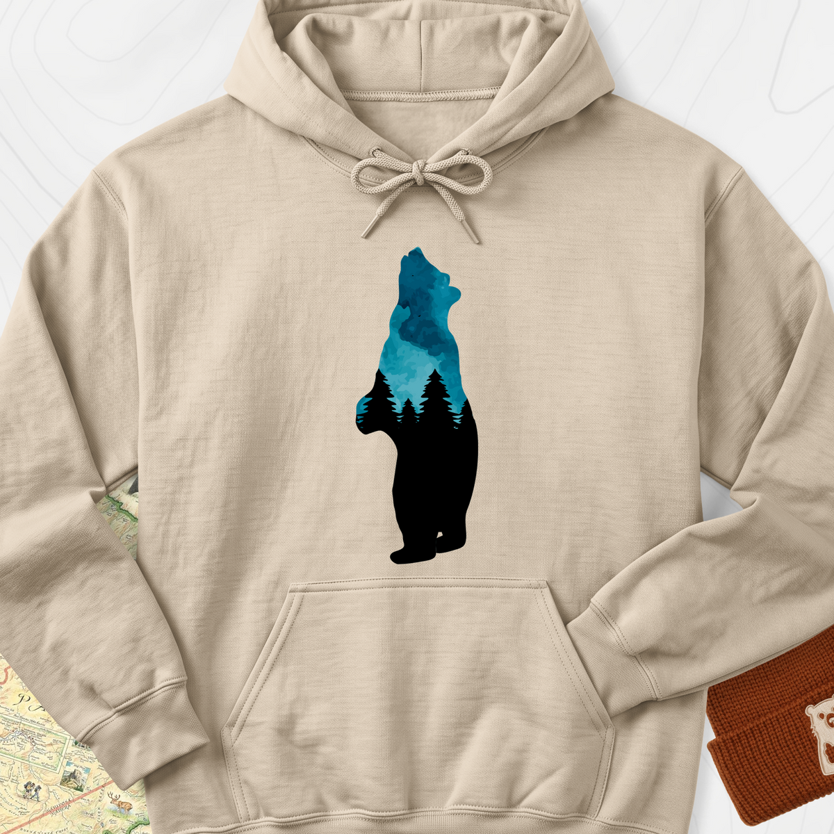 Bear Trees T-Shirt Hoodie - Sand