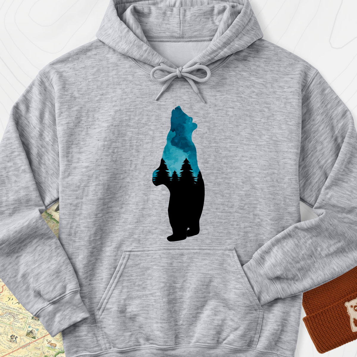 Bear Trees T-Shirt Hoodie - Sport Grey