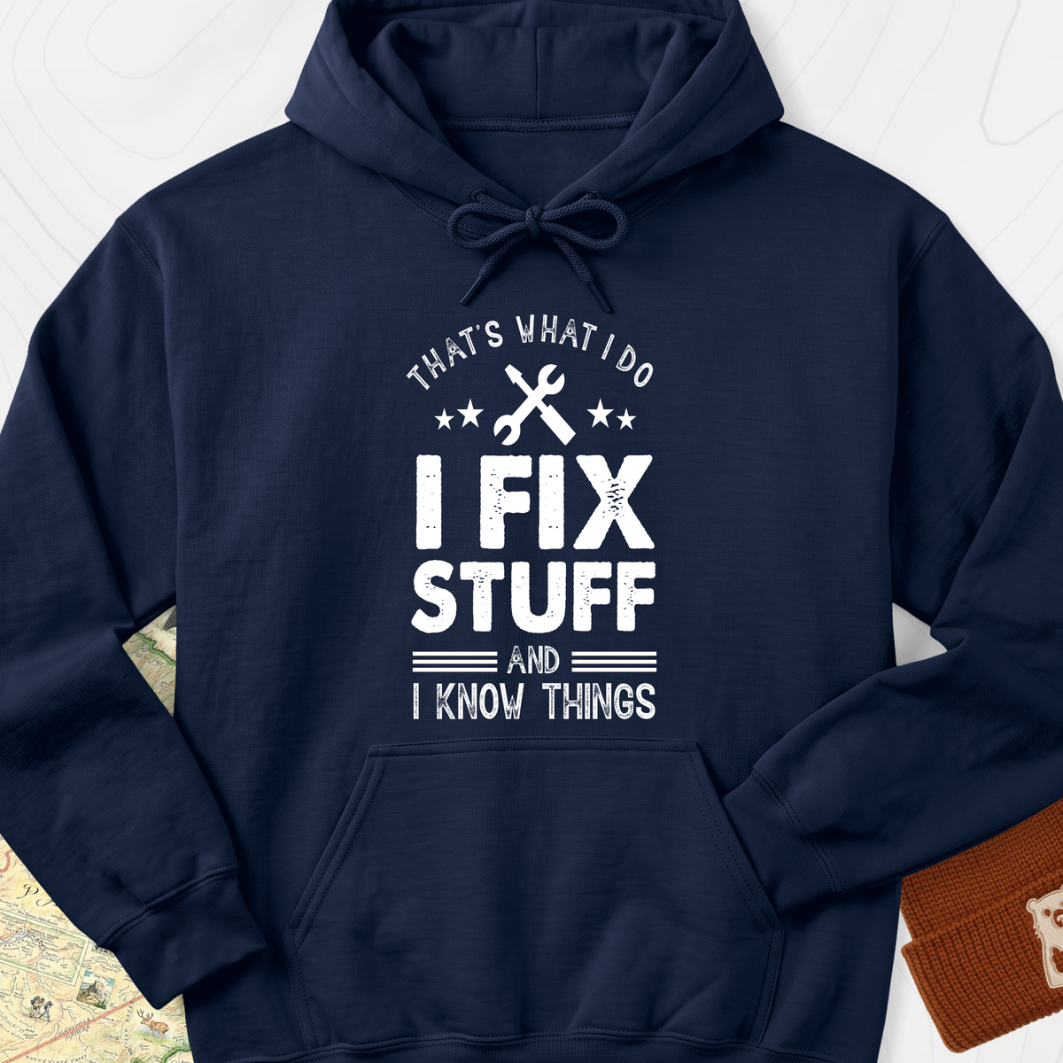 I Fix Stuff and I Know Things Hoodie - Navy