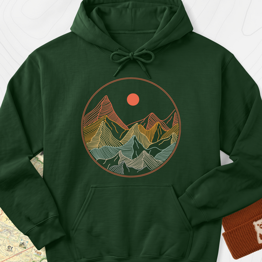 Colorful Mountains T-Shirt Hoodie - Forest Green
