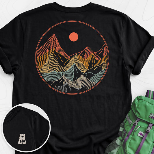 Colorful Mountains T-Shirt Black back print lightweight T-shirt