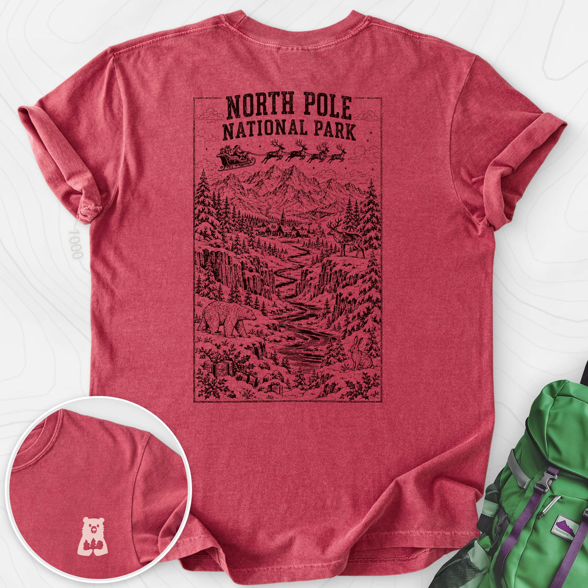 North Pole National Park Crimson back print heavyweight T-shirt