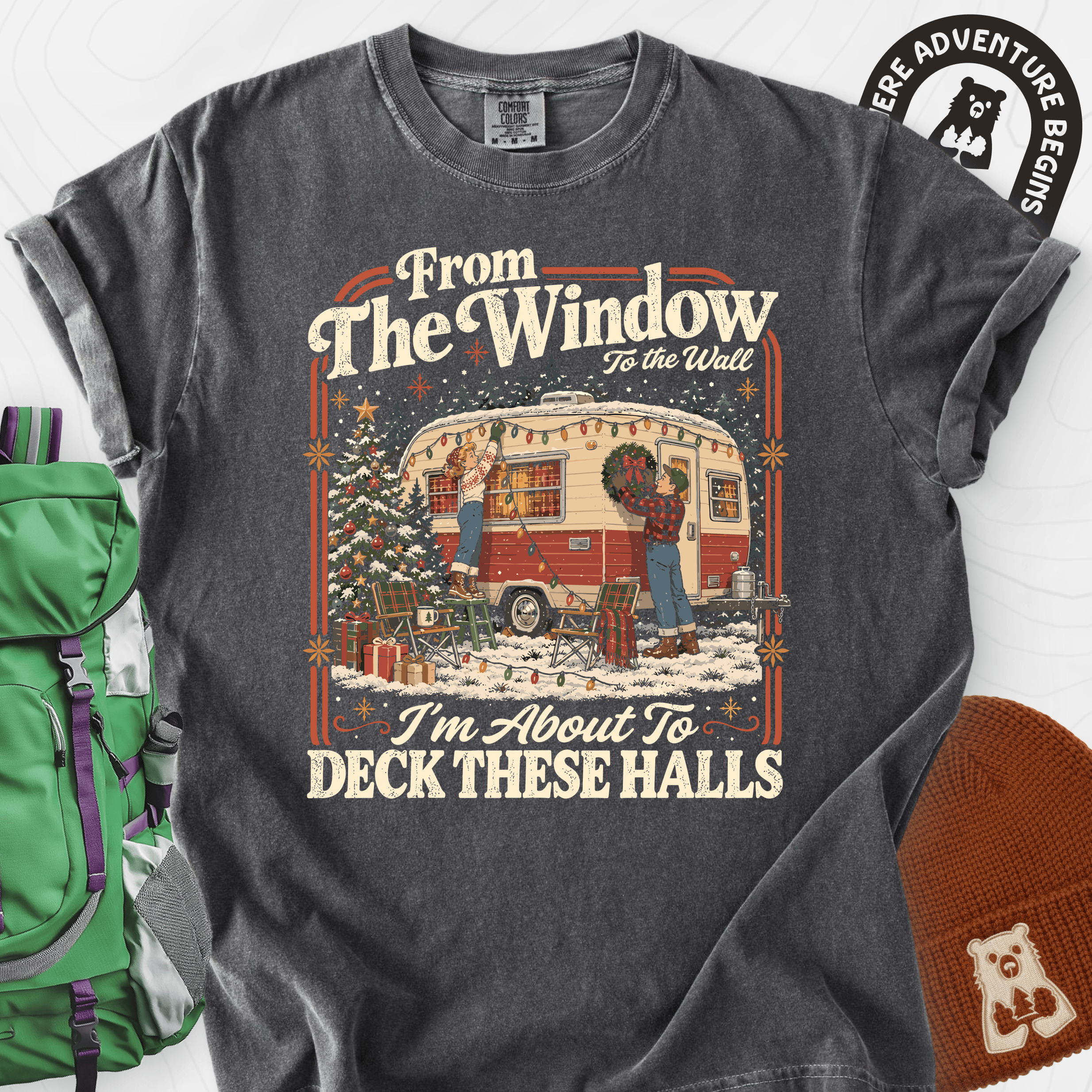 Deck These Halls Camper Pepper front print heavyweight T-shirt