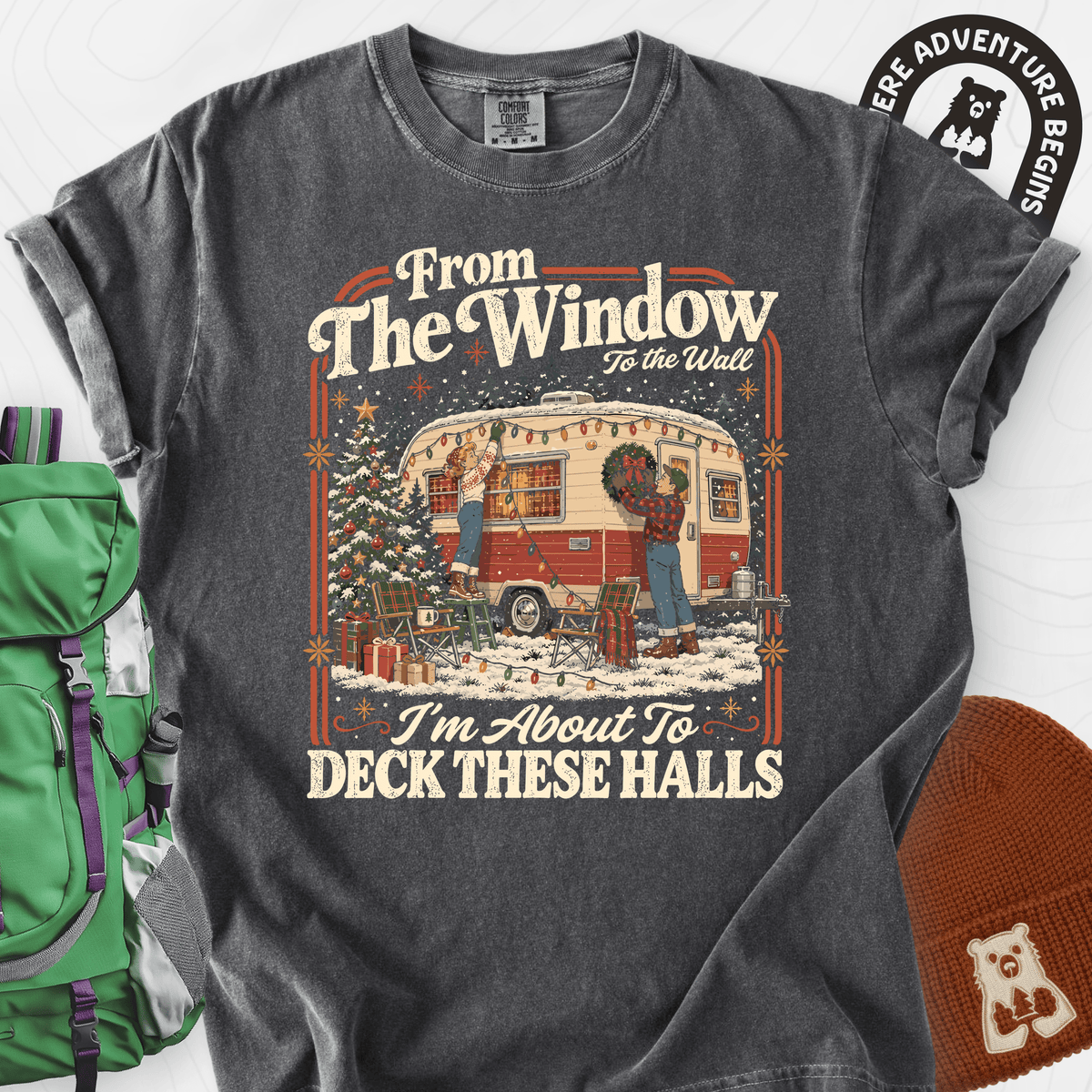 Deck These Halls Camper Pepper front print heavyweight T-shirt