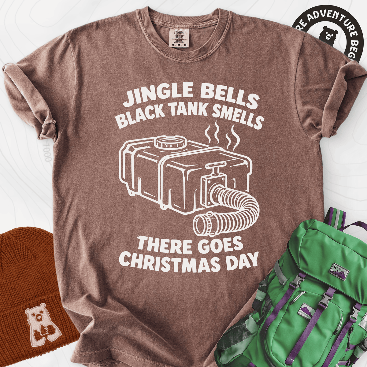 Black Tank Christmas Espresso front print heavyweight T-shirt