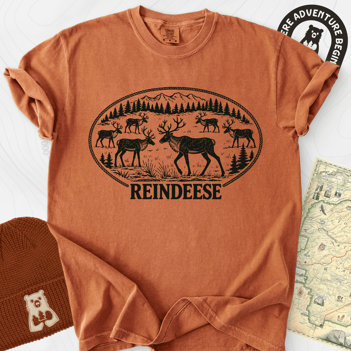 Reindeese Christmas Yam front print heavyweight T-shirt