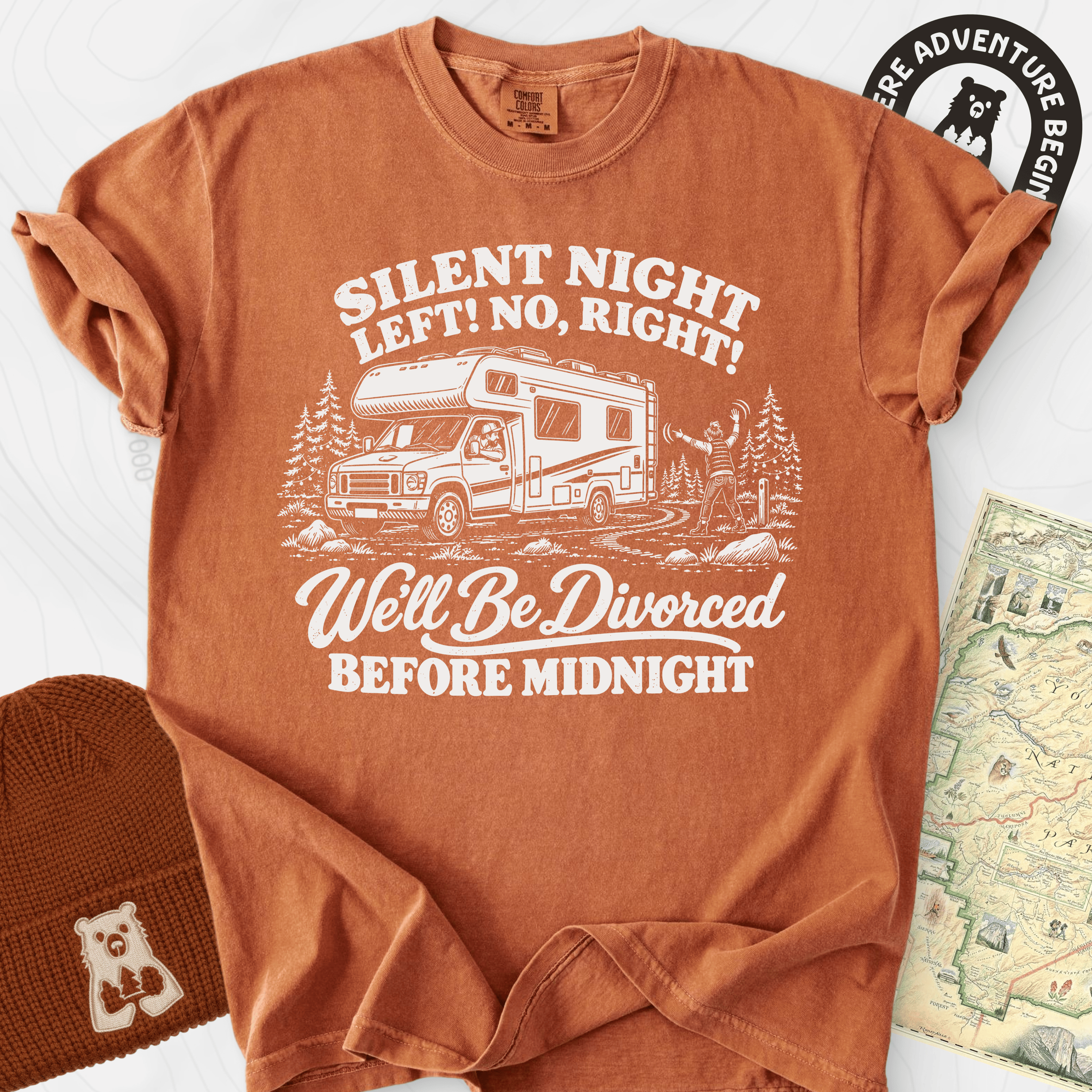 Silent Night RV Divorce Yam front print heavyweight T-shirt