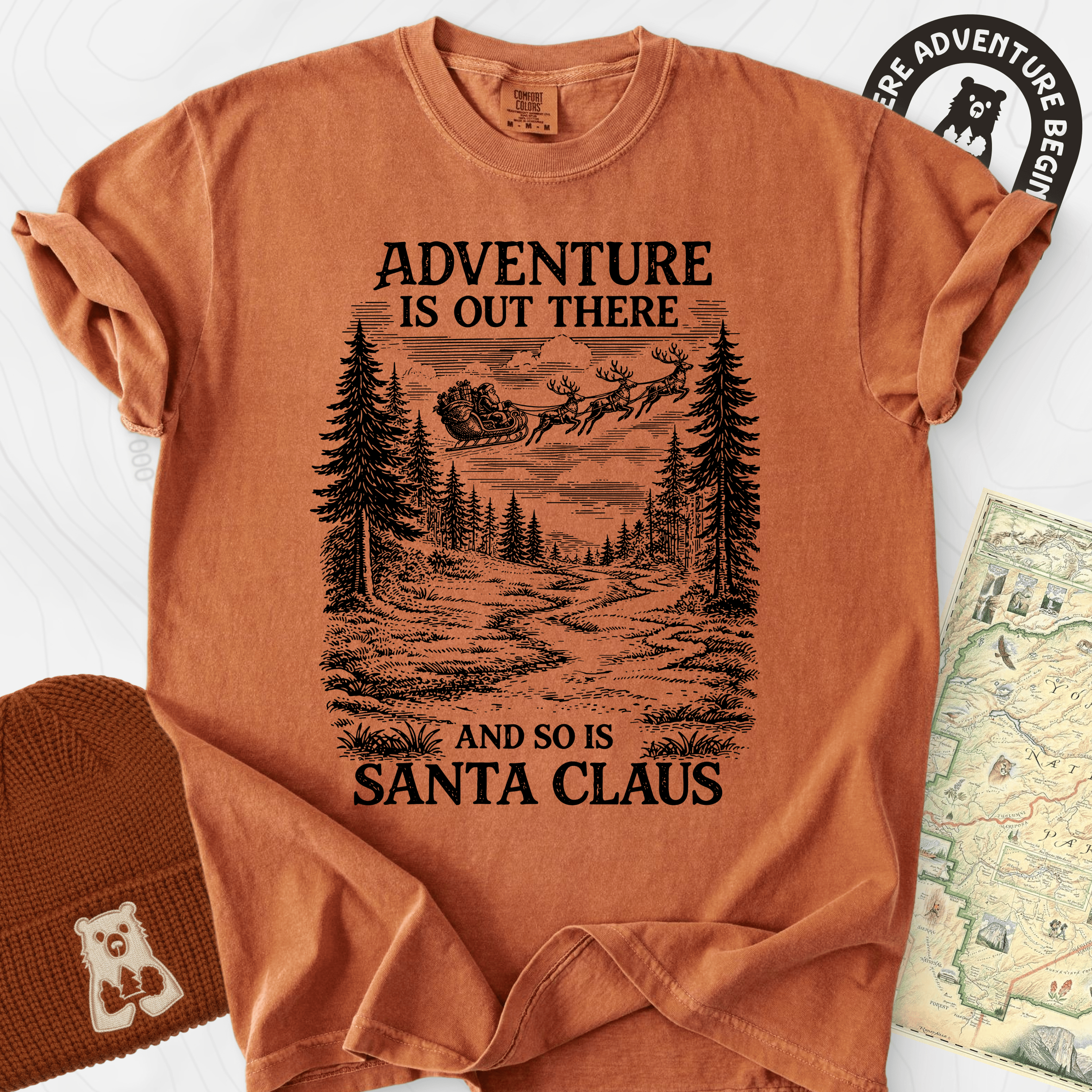 Santa Adventure Awaits Yam front print heavyweight T-shirt