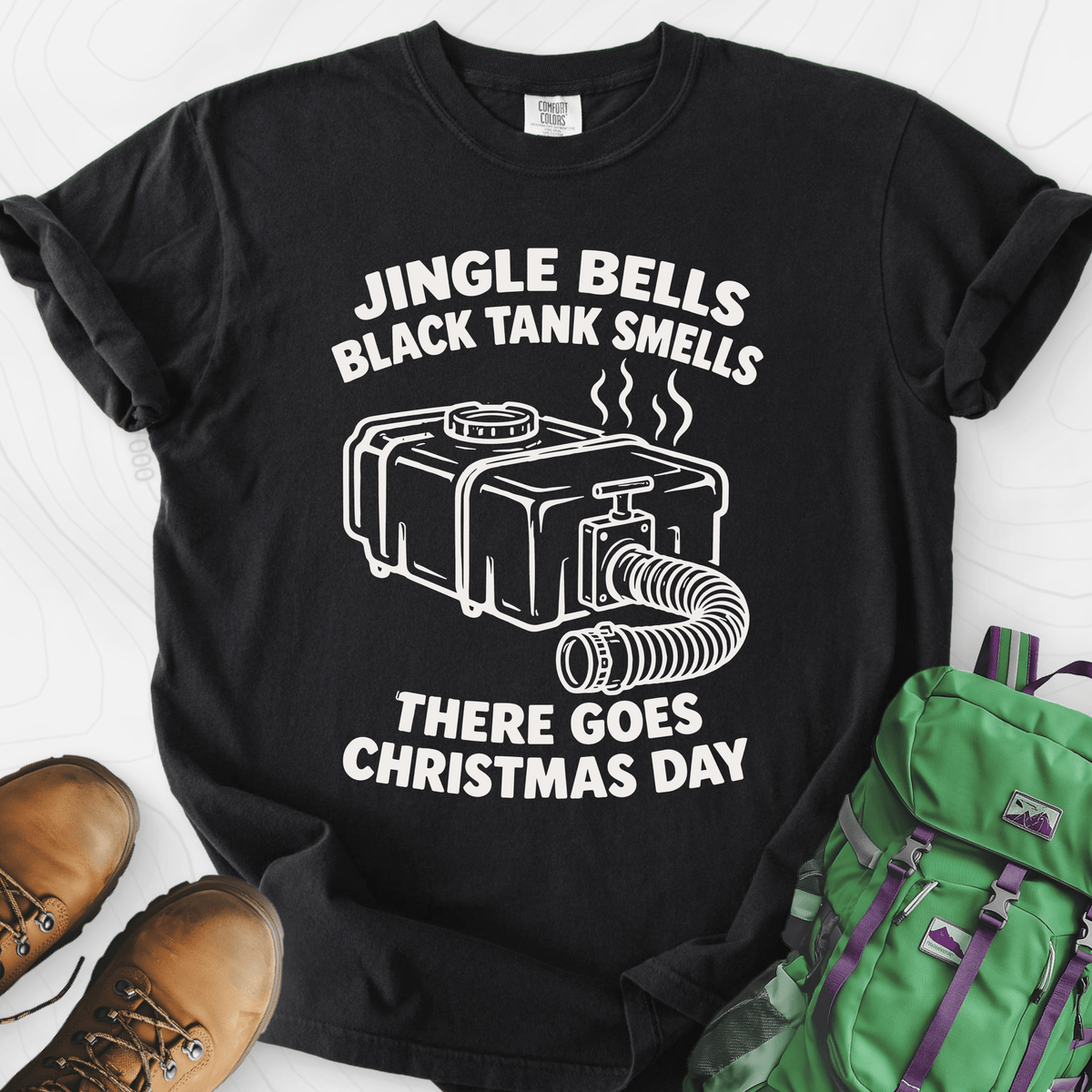 Black Tank Christmas Black front print heavyweight T-shirt