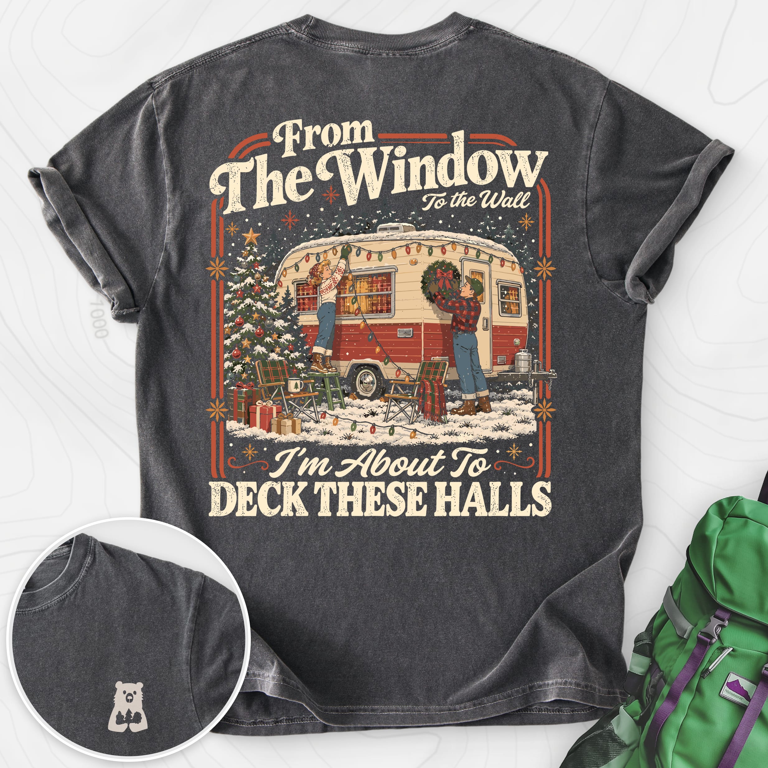Deck These Halls Camper Pepper back print heavyweight T-shirt