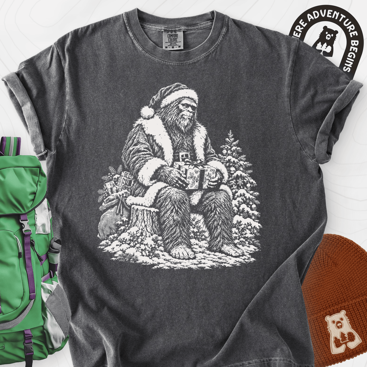 Bigfoot Santa Pepper front print heavyweight T-shirt