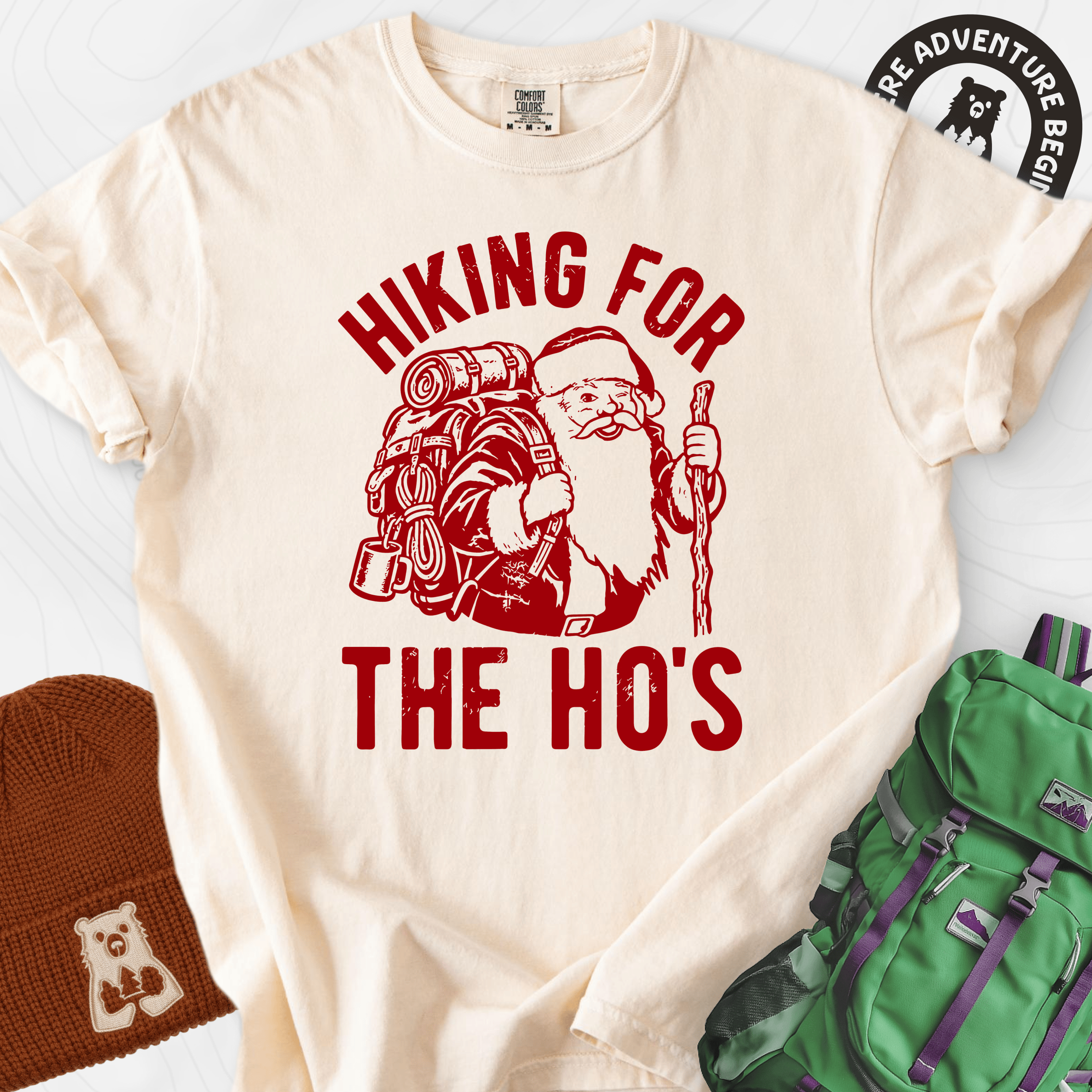 Hiking for the Ho's Ivory front print heavyweight T-shirt