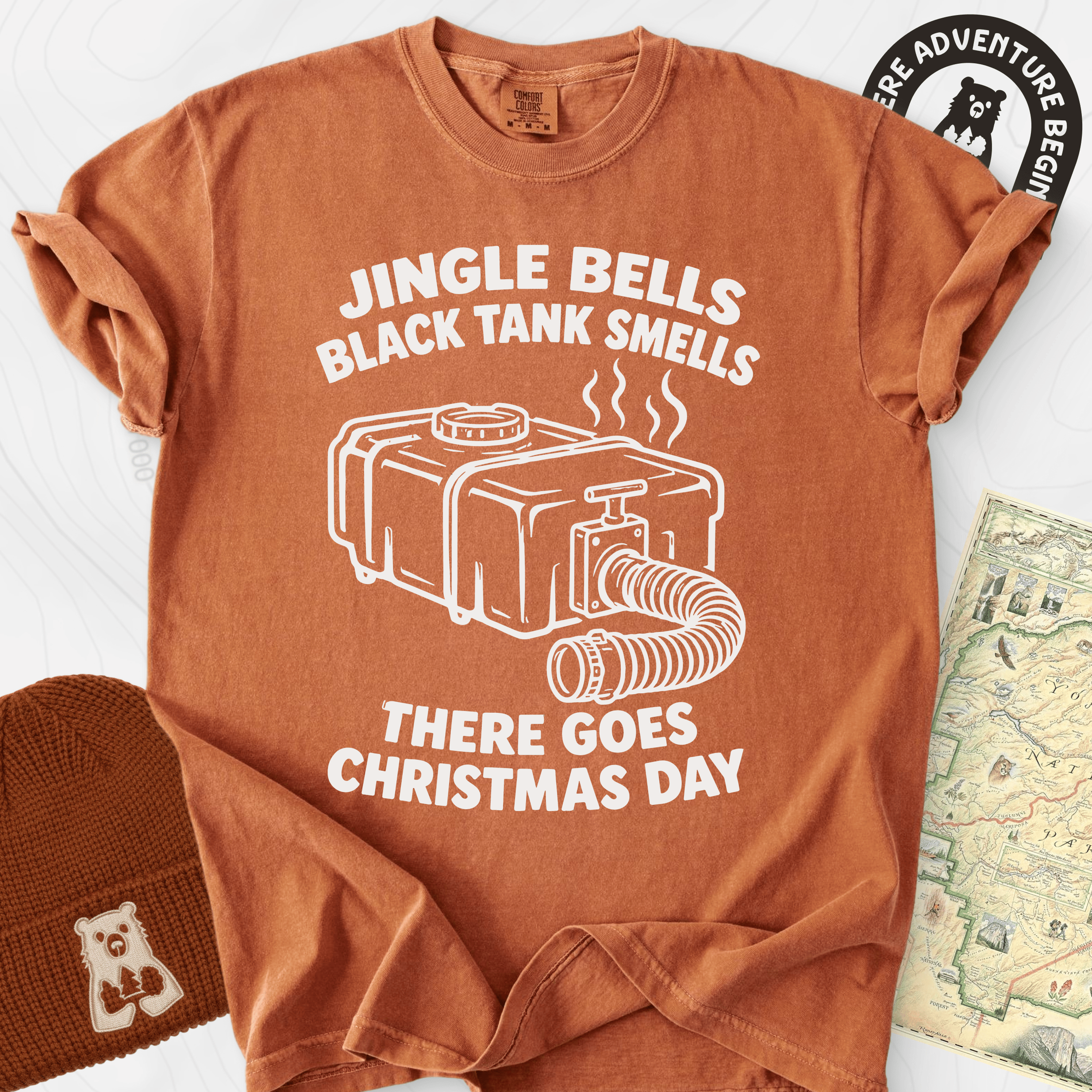 Black Tank Christmas Yam front print heavyweight T-shirt