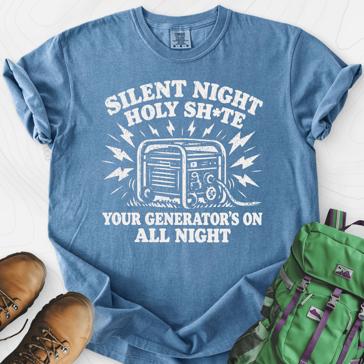 Silent Night Generator Blue Jean front print heavyweight T-shirt