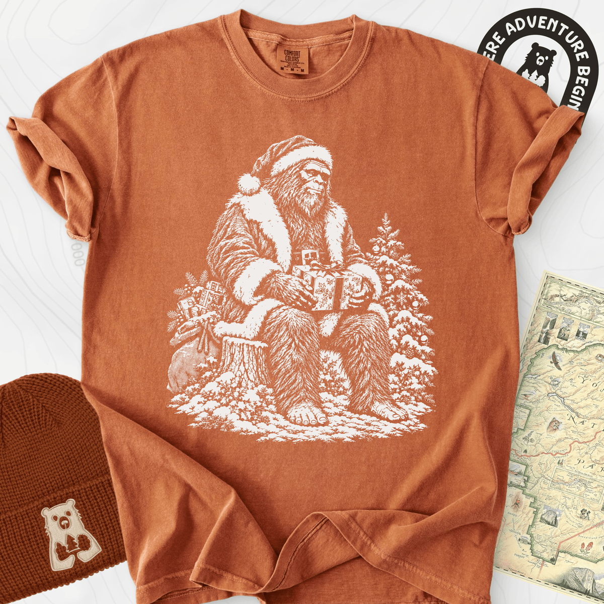 Bigfoot Santa Yam front print heavyweight T-shirt