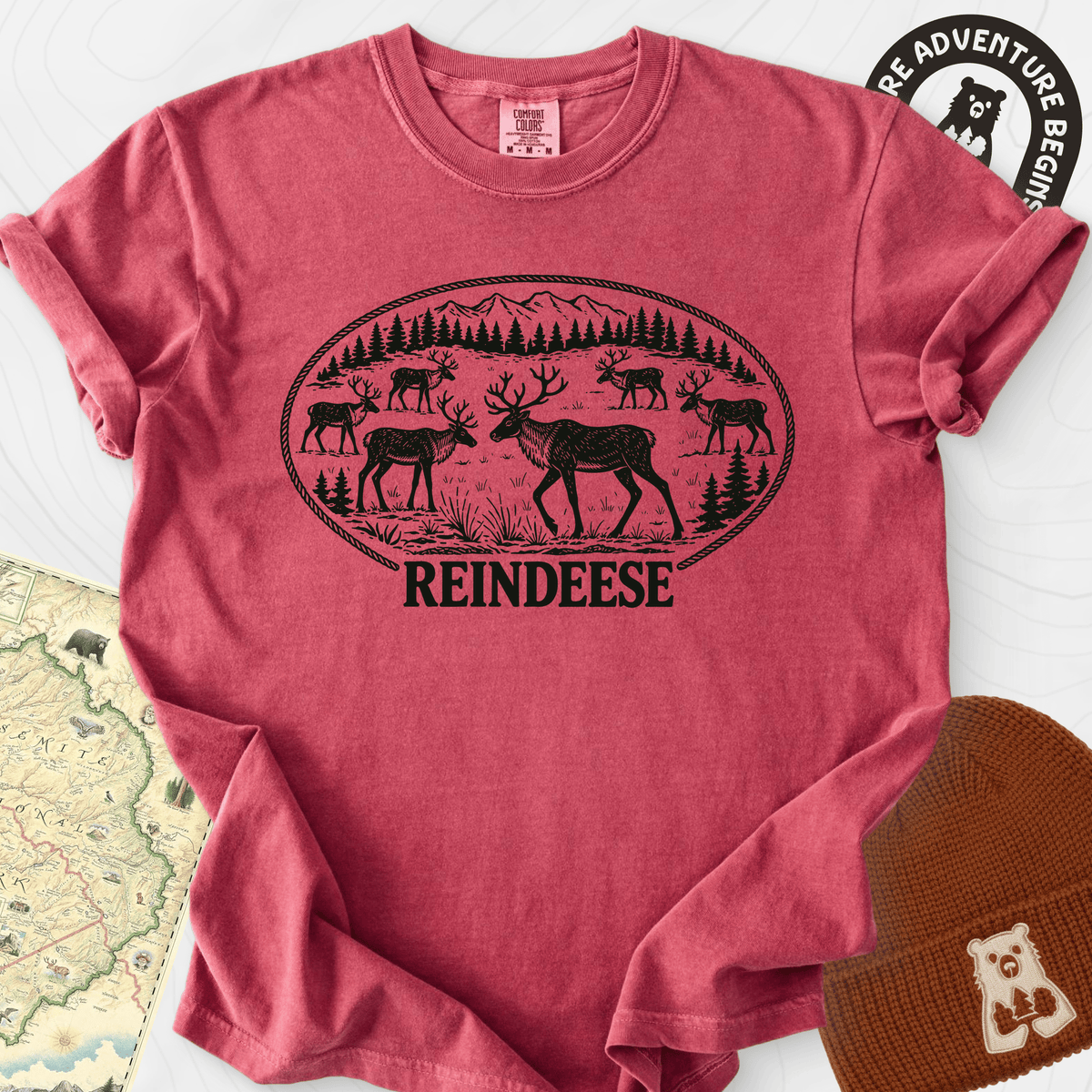Reindeese Christmas Crimson front print heavyweight T-shirt