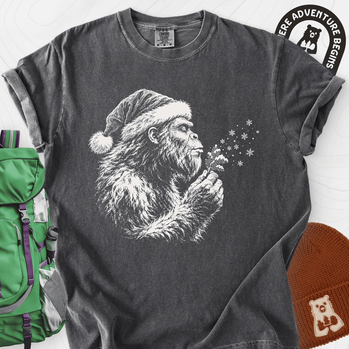 Bigfoot Snow Wishes Pepper front print heavyweight T-shirt