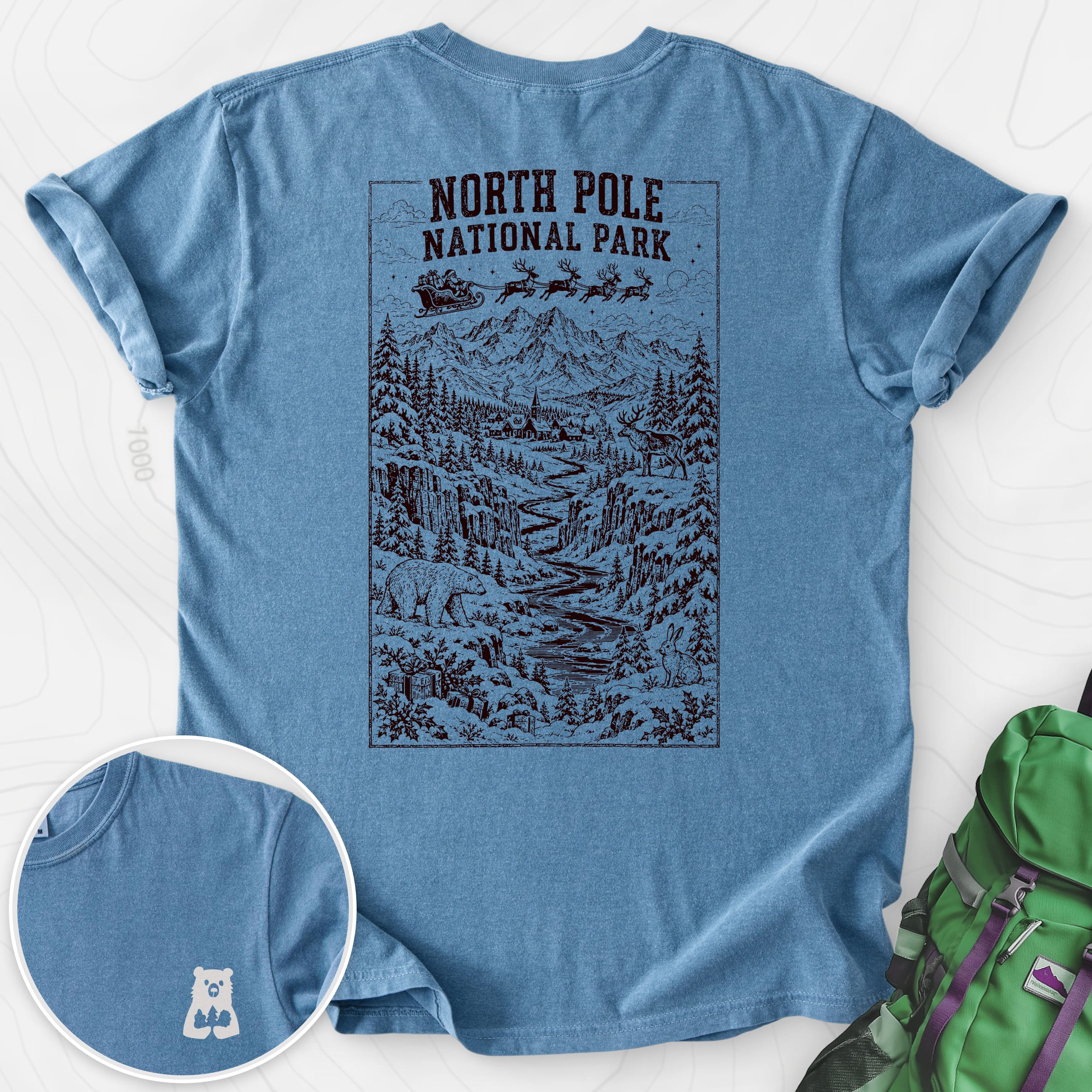 North Pole National Park Blue Jean back print heavyweight T-shirt