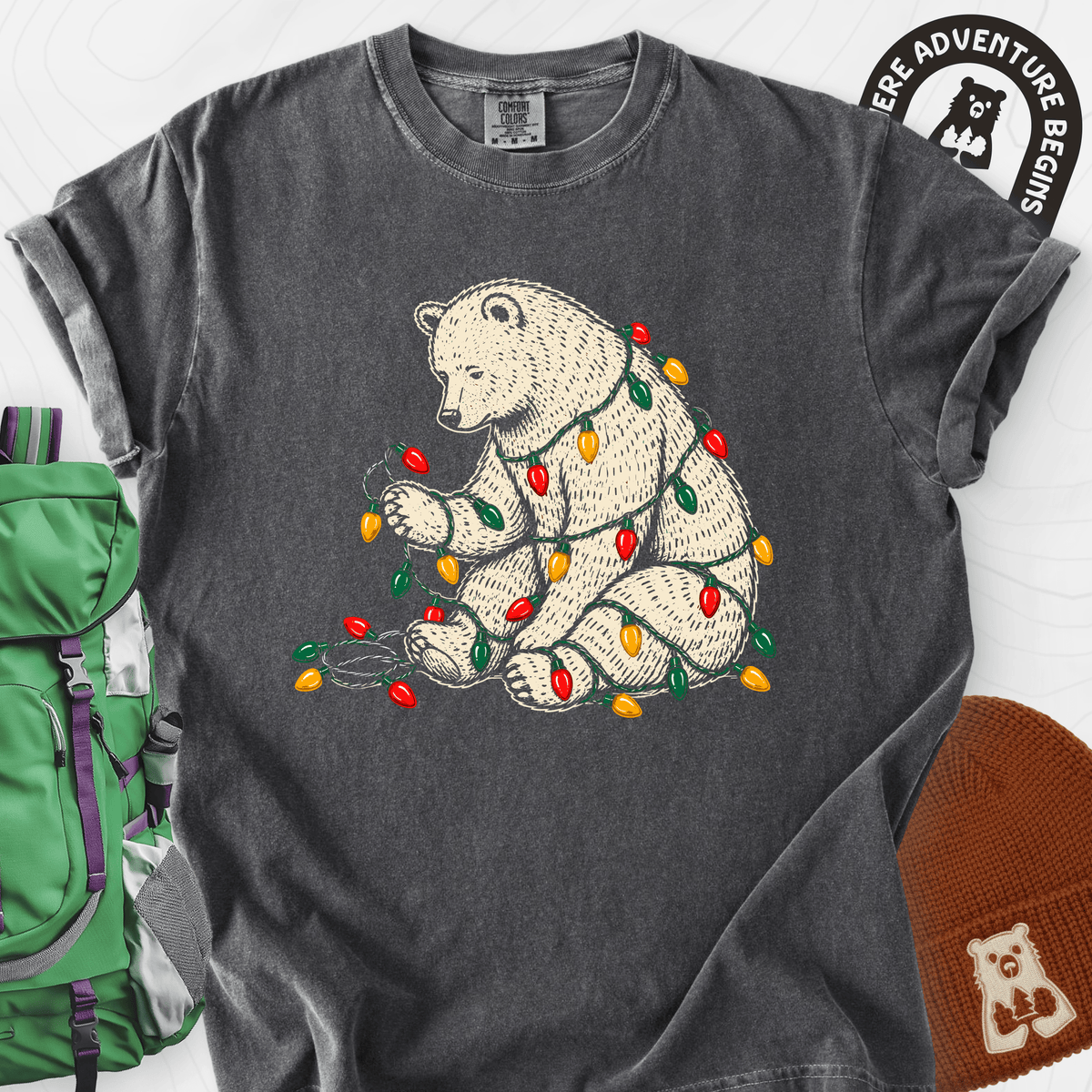 Tangled Christmas Bear Pepper front print heavyweight T-shirt