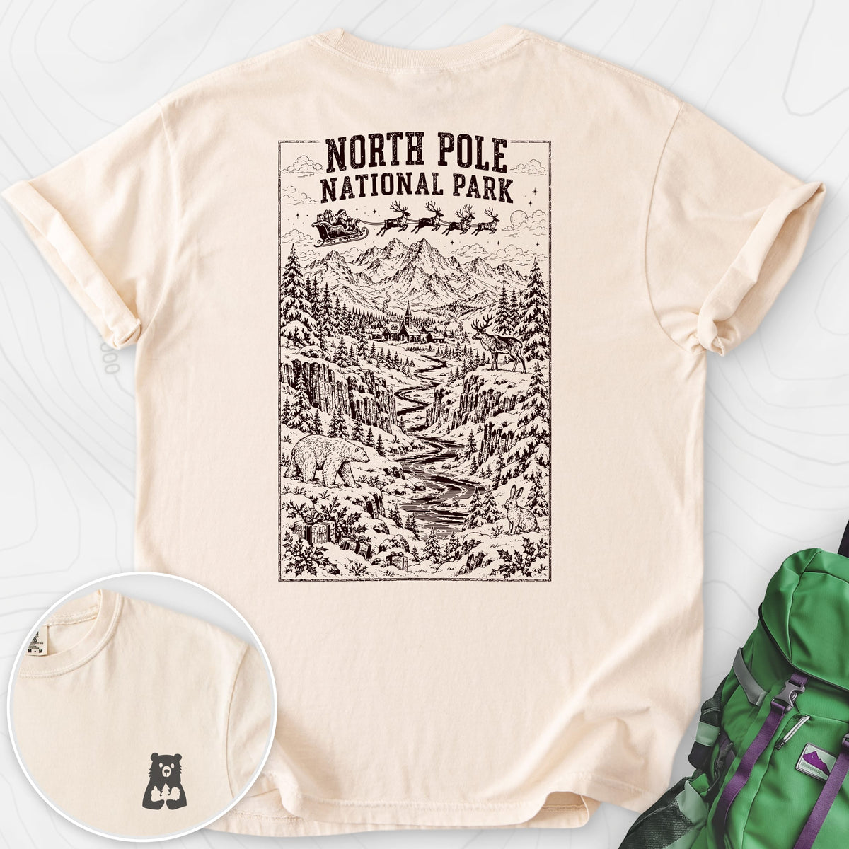 North Pole National Park Ivory back print heavyweight T-shirt
