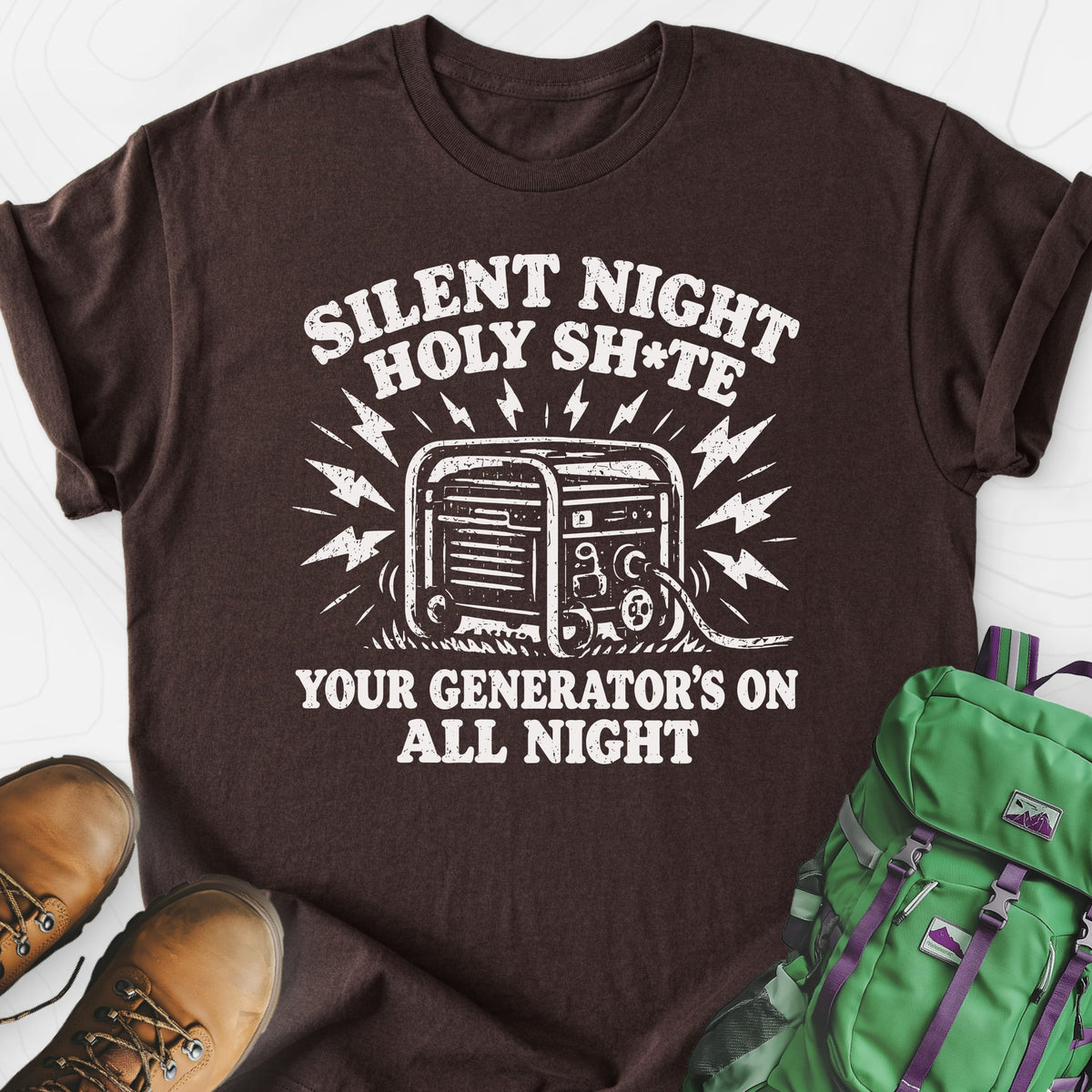 Silent Night Generator Dark Chocolate front print lightweight T-shirt