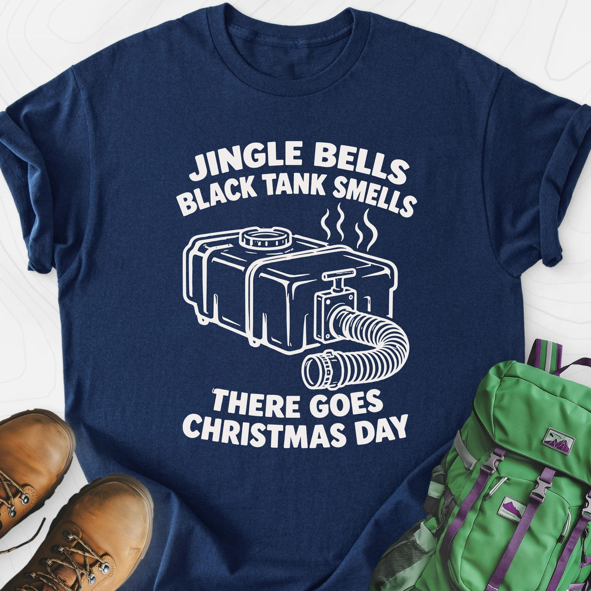 Black Tank Christmas Navy front print lightweight T-shirt