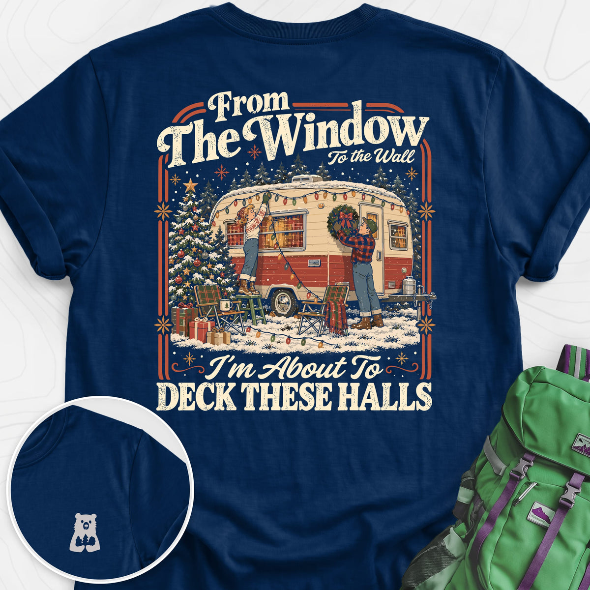 Deck These Halls Camper Navy back print lightweight T-shirt