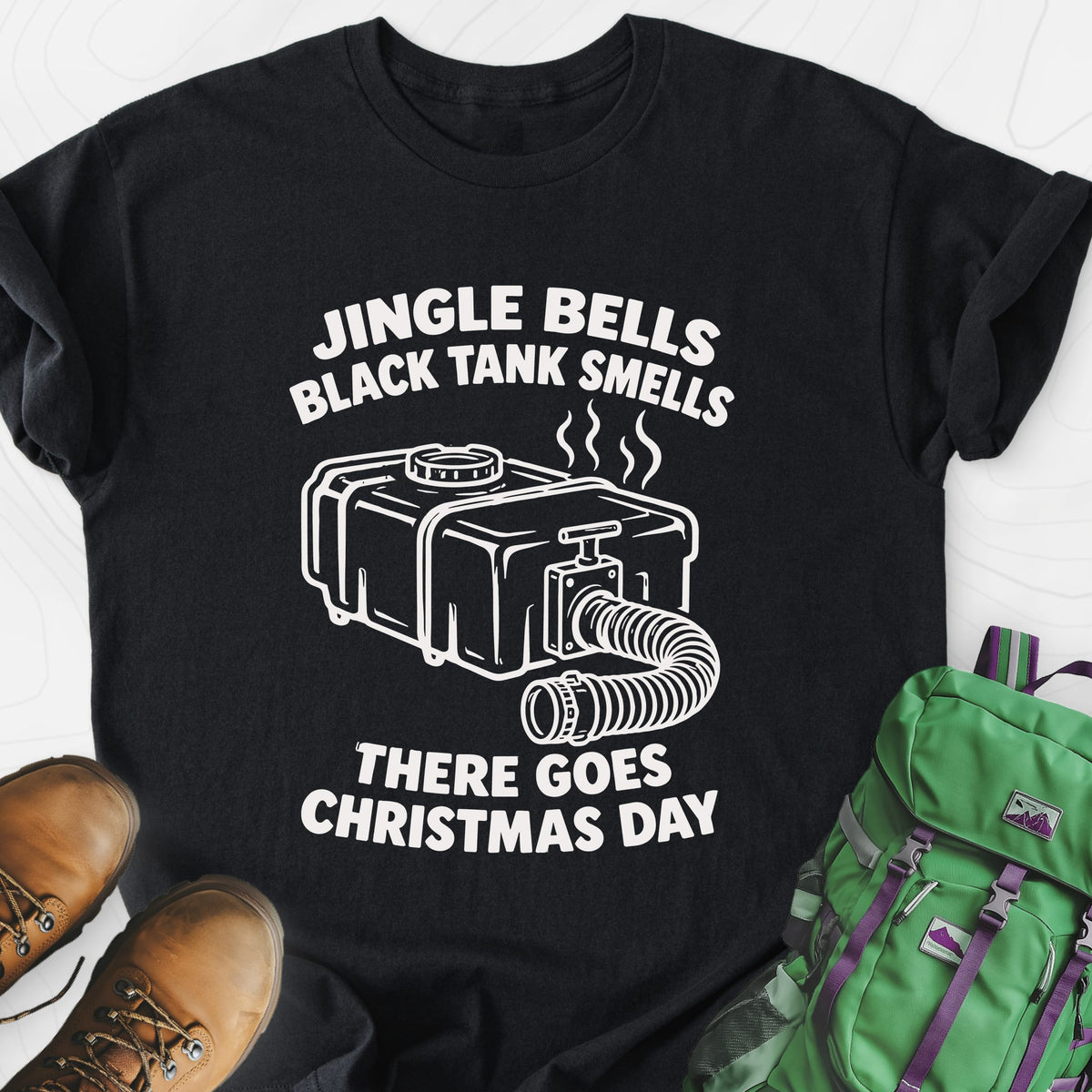 Black Tank Christmas Black front print lightweight T-shirt
