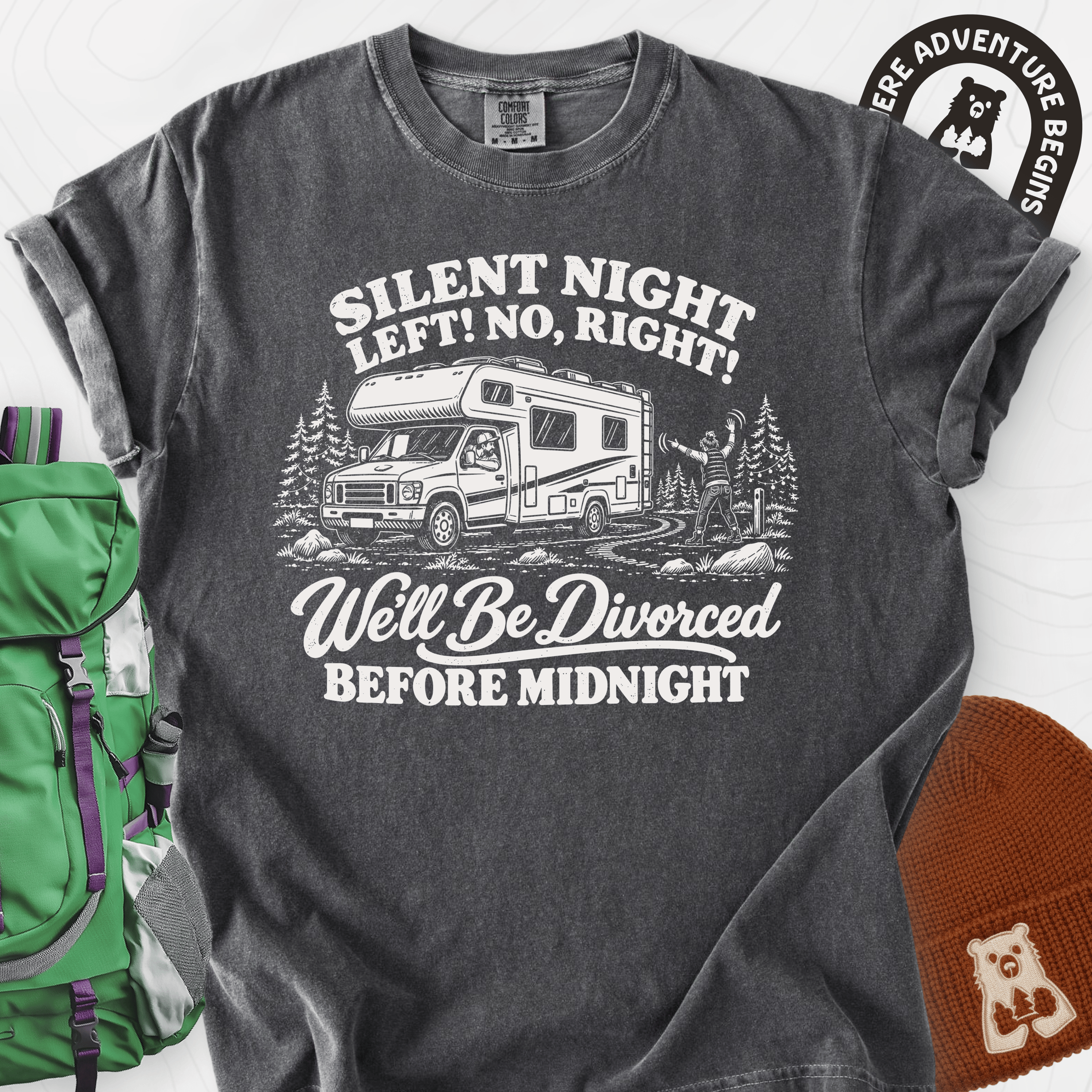Silent Night RV Divorce Pepper front print heavyweight T-shirt