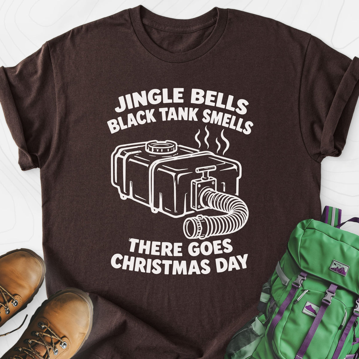 Black Tank Christmas Dark Chocolate front print lightweight T-shirt