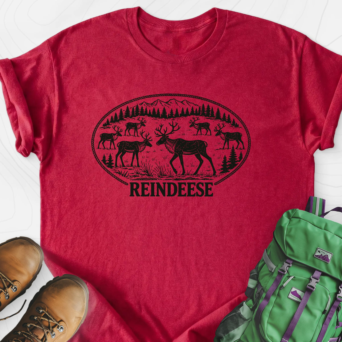 Reindeese Christmas Heather Red front print lightweight T-shirt