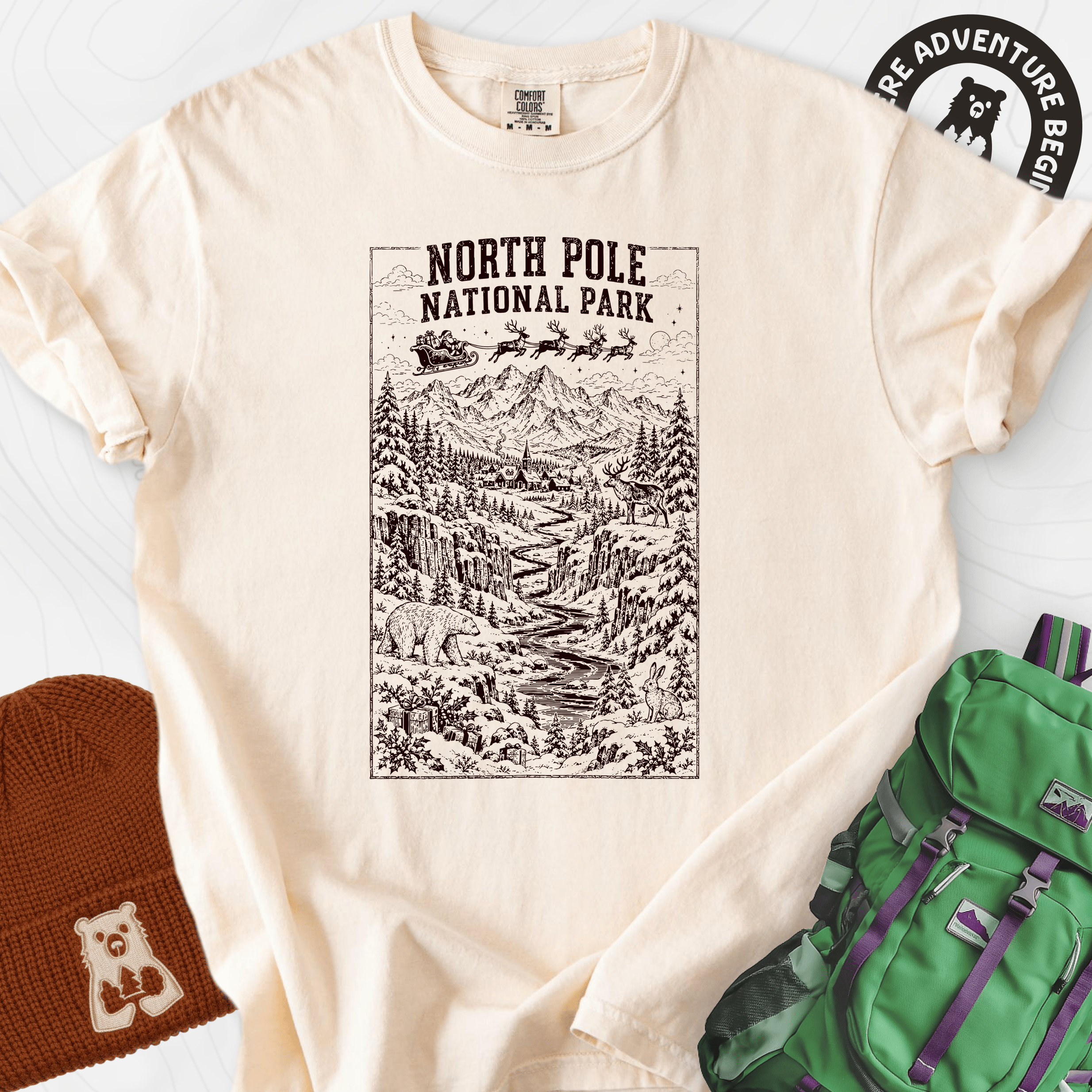 North Pole National Park Ivory front print heavyweight T-shirt