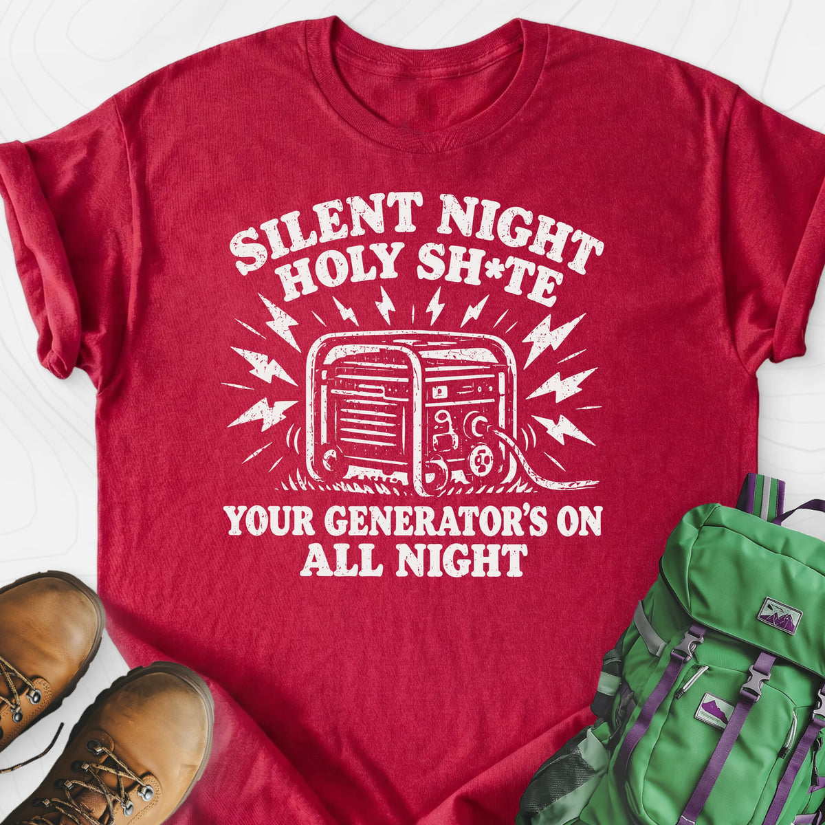 Silent Night Generator Heather Red front print lightweight T-shirt