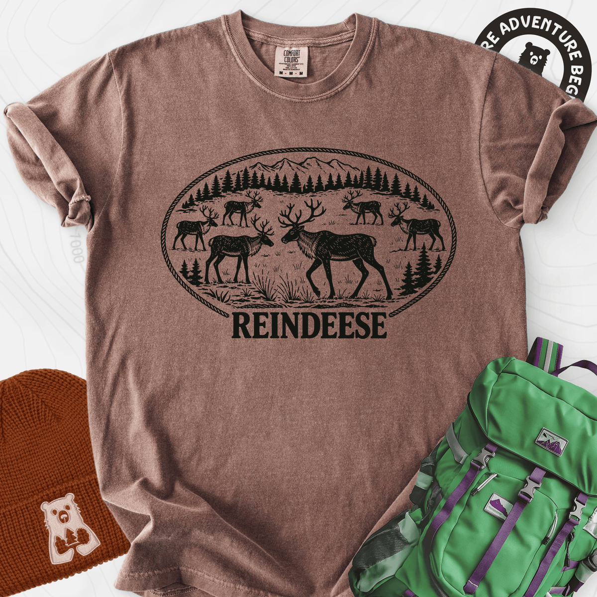Reindeese Christmas Espresso front print heavyweight T-shirt