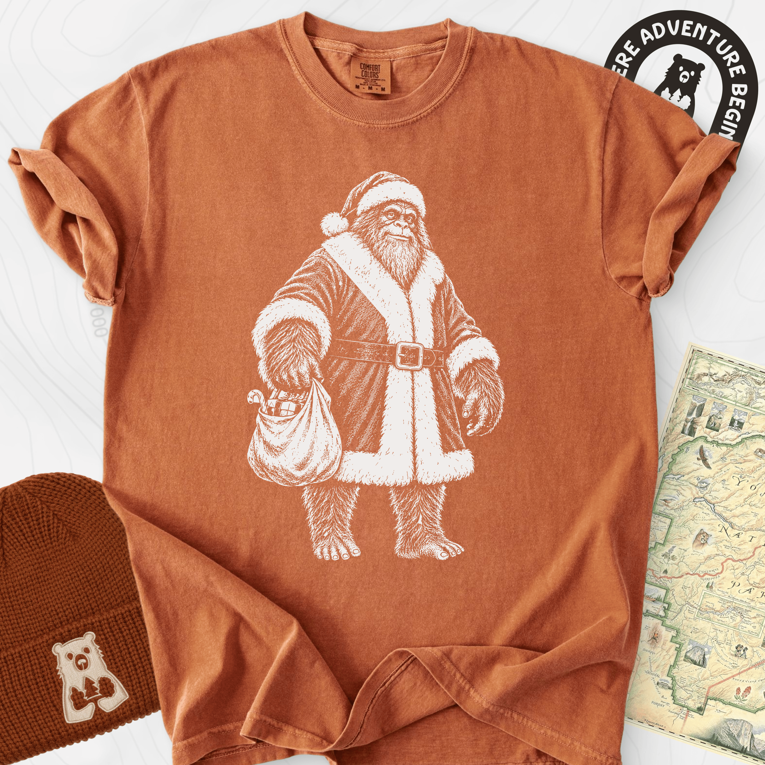 Bigfoot Santa Sack Yam front print heavyweight T-shirt